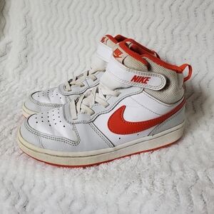 Nike Kids Court Borough Mid 2 Shoes  1Y CD7782 008 Orange White Gray High Tops